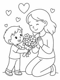 Coloriage offrir des fleurs &agrave; maman