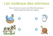Les cadeaux des animaux&nbsp;: relie chaque animal &agrave; ce qu'il produit