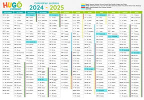 Le calendrier scolaire 2024-2025&nbsp;&agrave; imprimer