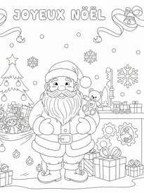Coloriage Père Noël cadeaux