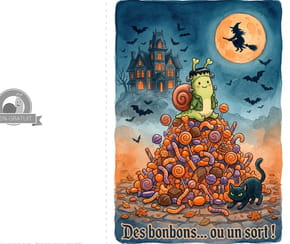 Carte Halloween "des bonbons ou un sort", Frankenstein