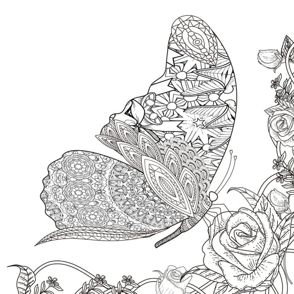 Coloriage d'un papillon sophistiqu&eacute; style mandala