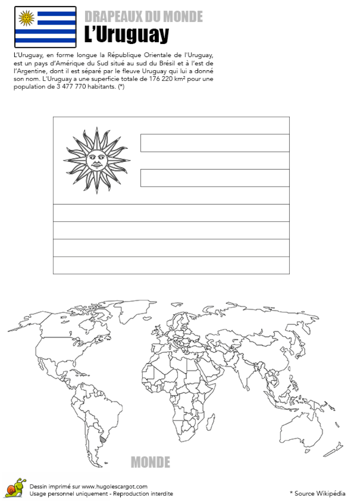 Coloriage Drapeau L Uruguay