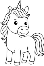 Licorne facile &agrave; colorier d&egrave;s la maternelle