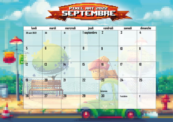 Calendrier Pixel Art 2022 à imprimer