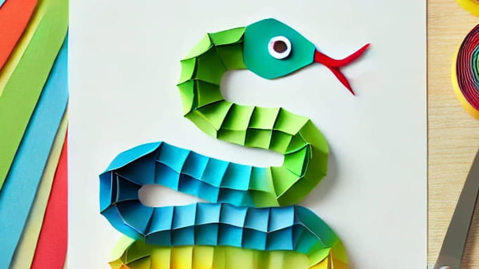 Le serpent à couper et à coller sur une feuille de papier