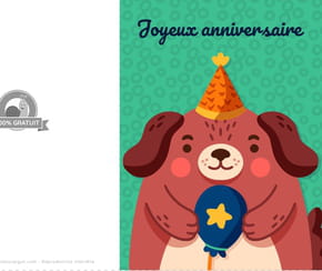 Carte "Joyeux anniversaire" avec un adorable petit chien