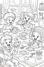 Ces enfants fabriquent des poissons d'avril