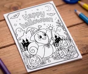 Carte "Happy Halloween" &agrave; colorier soi-m&ecirc;me