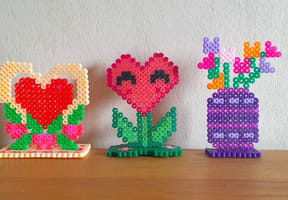 C&oelig;ur, rose, bouquet de fleurs&nbsp;: voici nos trois jolis mod&egrave;les de perles &agrave; repasser &agrave; r&eacute;aliser