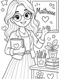 Coloriage jolie ma&icirc;tresse