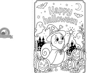 Carte "Happy Halloween" &agrave; colorier soi-m&ecirc;me