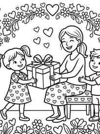 Coloriage cadeau &agrave; maman pour la f&ecirc;te des m&egrave;res