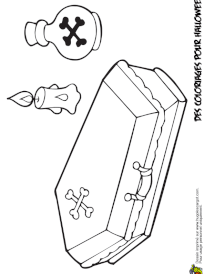 Coloriage cercueil poison et bougie