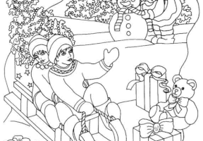 Coloriage noel luge