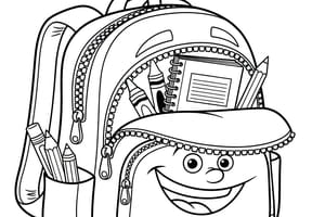 Coloriage cartable pour la rentrée des classes