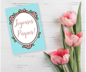 Carte de P&acirc;ques cadre fleuri