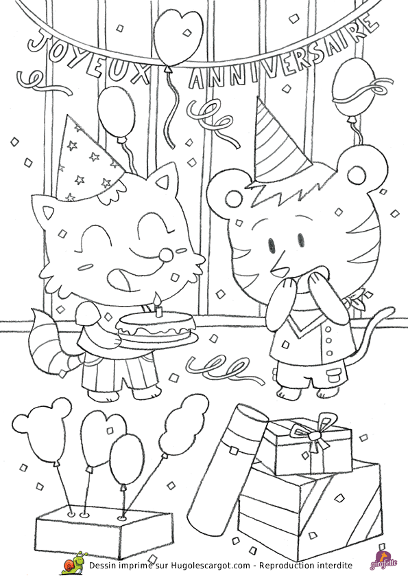 Coloriage De Fete D Anniversaire