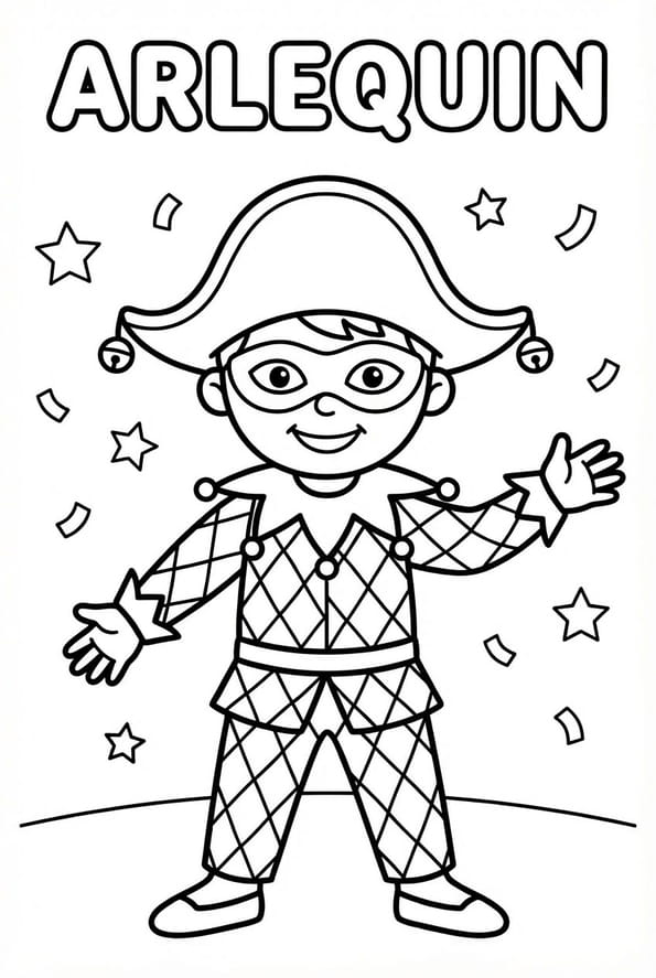 Coloriage du Arlequin pour Carnaval