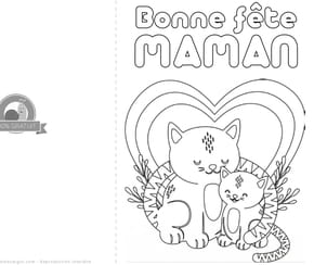 Carte "bonne f&ecirc;te maman" avec des chats &agrave; colorier soi-m&ecirc;me