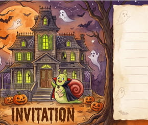 Carte invitation Halloween manoir hant&eacute;