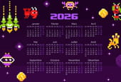 Calendrier 2026&nbsp;&agrave; imprimer&nbsp;sur le th&egrave;me du&nbsp;Pixel Art