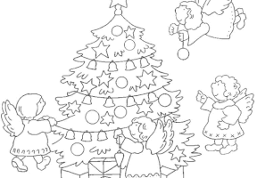 Coloriage sapin noel anges
