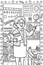Coloriage ma&icirc;tresse en classe