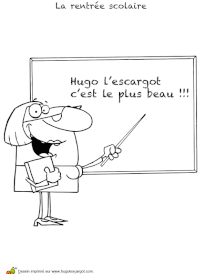 Coloriage&nbsp;rentr&eacute;e scolaire&nbsp;: Hugo l'escargot, au tableau