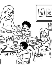 Coloriage d'une rentr&eacute;e en grande section de maternelle