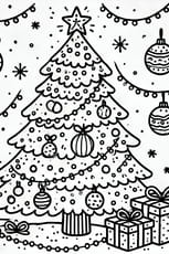 Coloriage sapin de Noël décoré