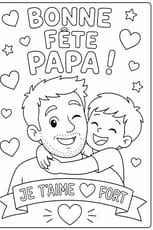 Coloriage "bonne f&ecirc;te papa je t'aime fort"
