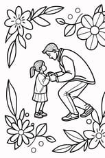 Coloriage petite fille et son papa pour la f&ecirc;te des p&egrave;res