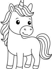 Licorne facile &agrave; colorier d&egrave;s la maternelle