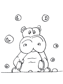 Coloriage hippopotame bulles