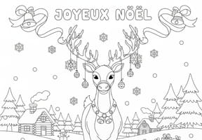 Renne de Noël sous la neige