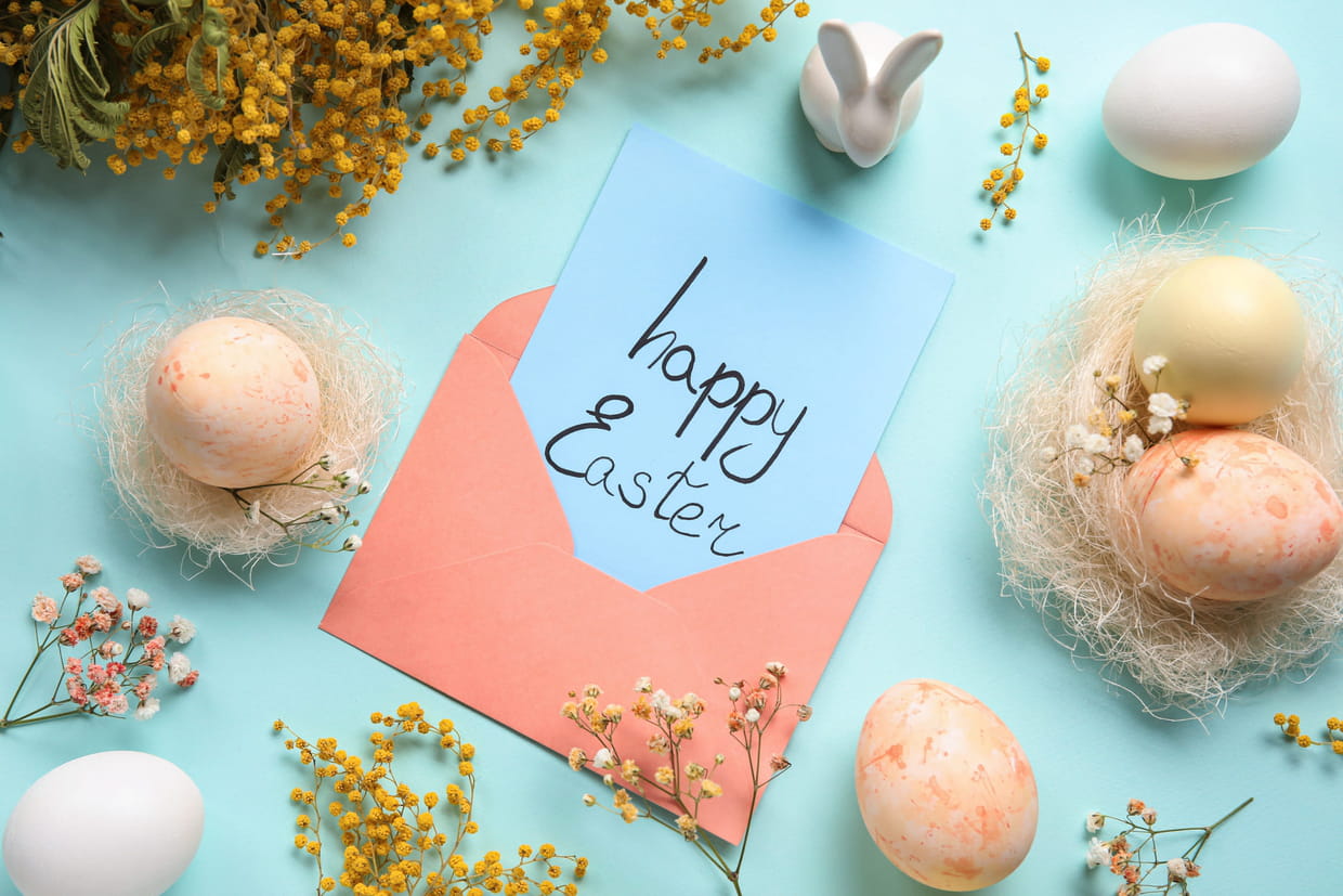 Klasse Lot De 12 Cartes De Pâques Pliables Avec 12 Enveloppes Imprimées Assorties Dans Des Tons