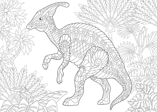 Coloriage de dinosaure type mandala