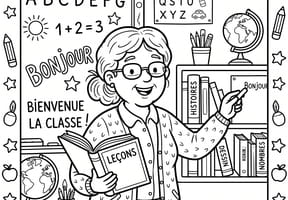 Coloriage ma&icirc;tresse en classe