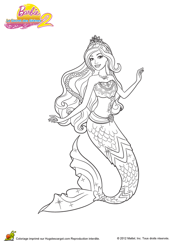 Imprimer Coloriage Barbie Sirene