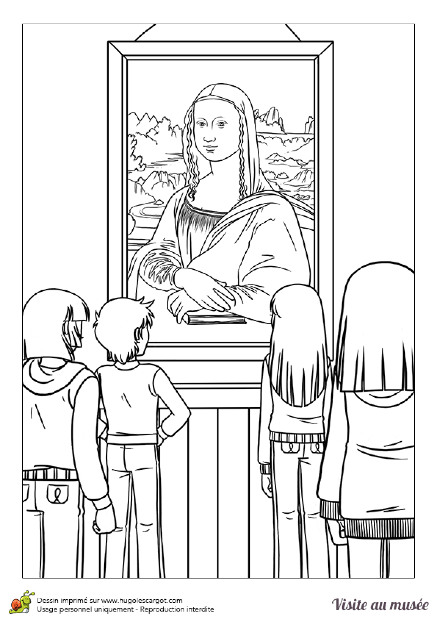 Coloriage Visite Au Musee La Joconde
