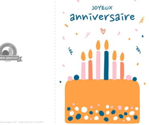 Carte "joyeux anniversaire" g&acirc;teau et bougies