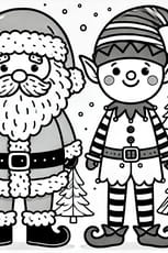 Coloriage du père Noël et d'un lutin