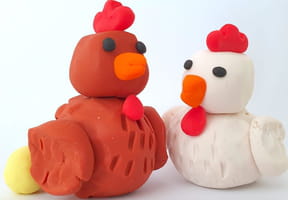 Poule en p&acirc;te &agrave; modeler