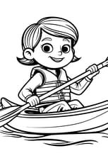 Coloriage petite fille kayak