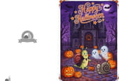 Carte "Happy Halloween" manoir hant&eacute;