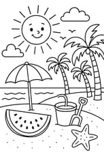 Coloriage d'un été à la plage