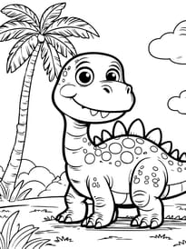 Coloriage d'un adorable petit dinosaure