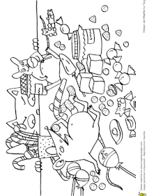 Coloriage des souris et des bonbons