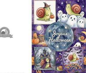 Carte d'Halloween avec fant&ocirc;mes et vampires